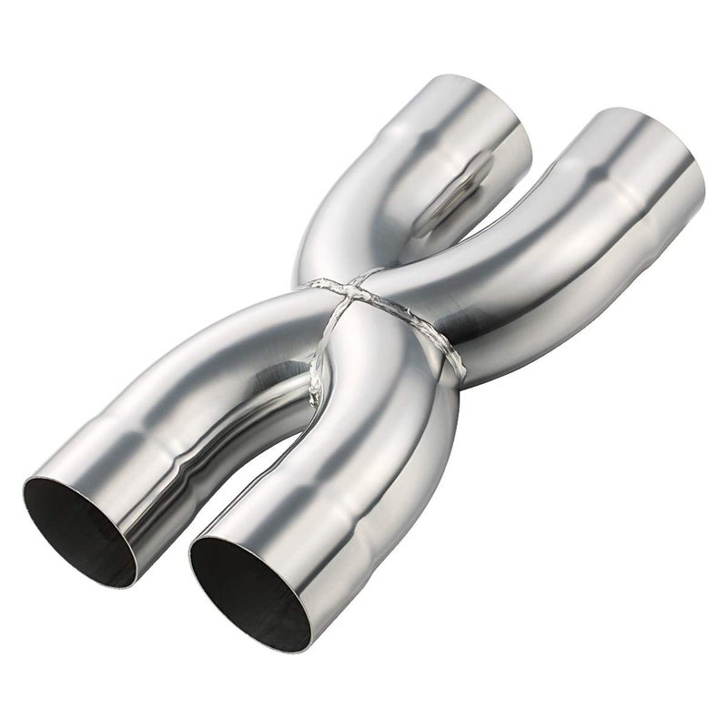 LCGP Universal 2.5" In/Out Crossover X Pipe 12" Length Stainless Steel Exhaust Pipe - Image 1